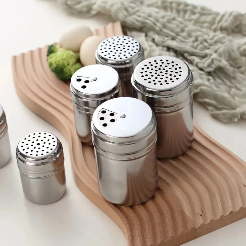 Seasoning Jar Salt Sugar Bottle Rotating Cover Multi-purpose Stainless Steel Spice Pepper Kitchen Gadget 1 Piece seasoning jar salt shaker spices bottle salt pepper shakers