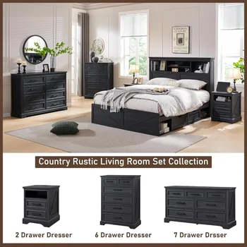 6 Drawer Dresser, Farmhouse Chest of Drawers for Bedroom, 44 2