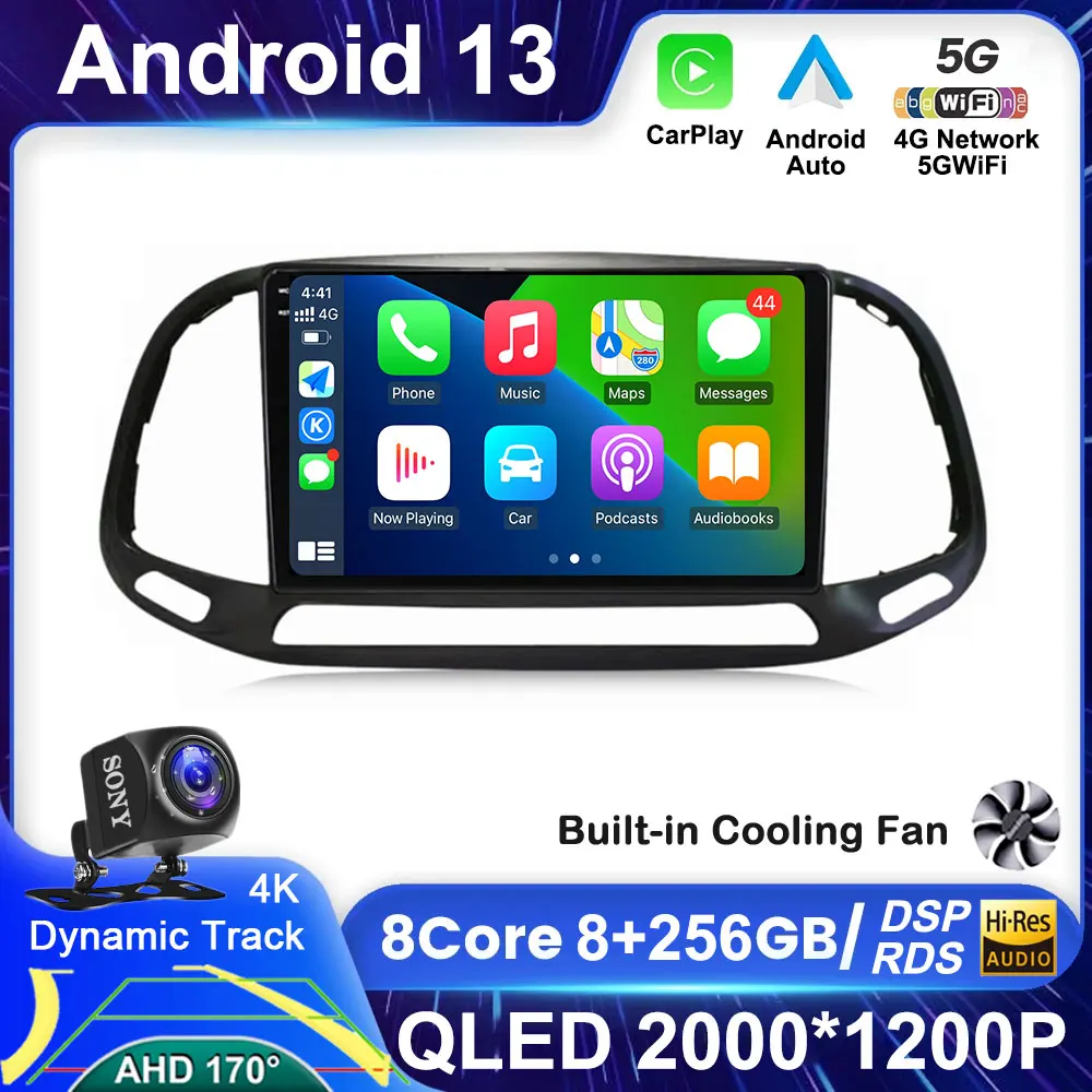 Android 13 Autoradio Per Fiat Doblo 2015 - 2019 Autoradio Multimedia Gps Video Player Track Navigation Carplay Qled No 2Din Dvd