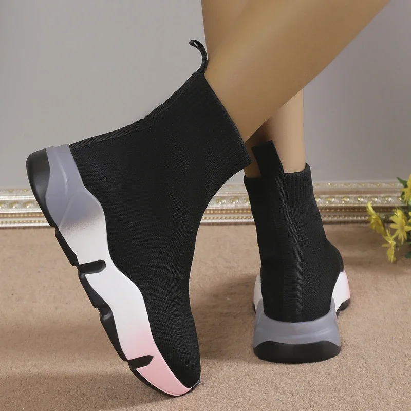 Shoes Women Large Size Fashion Winter Short Tube Flat Socks Boots