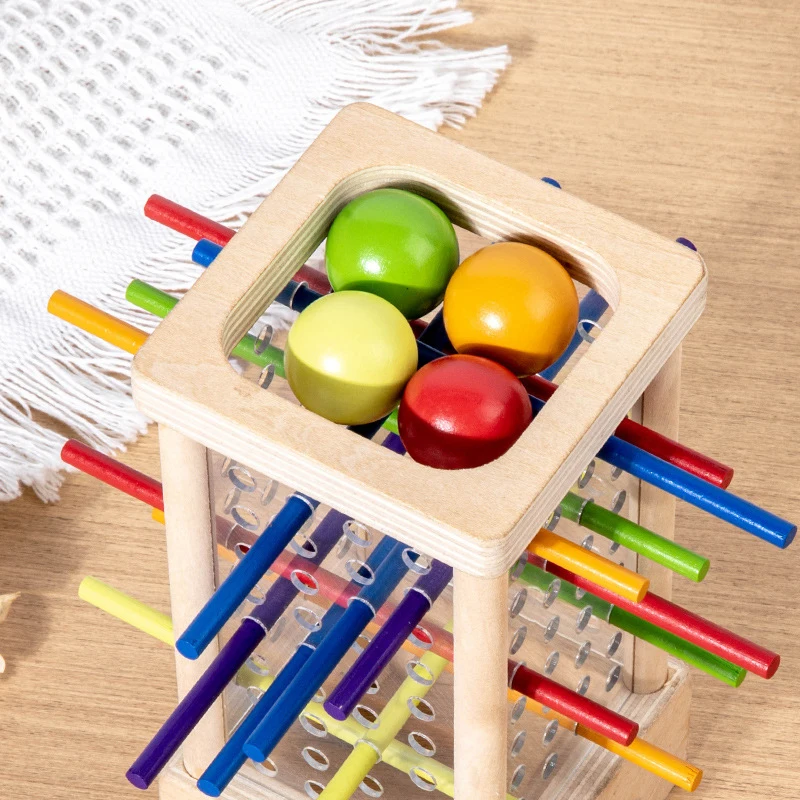 Montessori Game Wooden Board Game 30 Colorful Wooden Sticks Dice Game Math Educational Toy Fine Motor Skills & Counting Toy