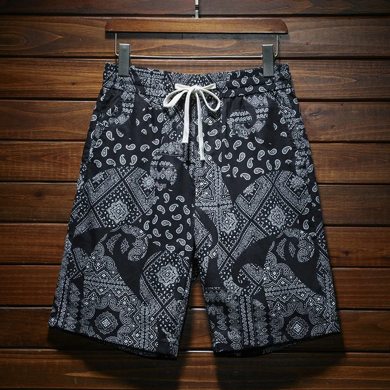 Cashew Flower Fashion Beach Shorts Men's Summer Cool Breathable Middle Pants Ethnic Print Versatile Casual Outdoor Shorts