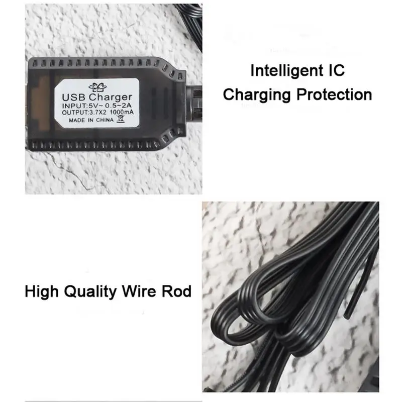 USB Lithium Battery Charger Charging Cable for Toy Battery for 7.4V 1000mA Portable Charging Cable for Toy Battery