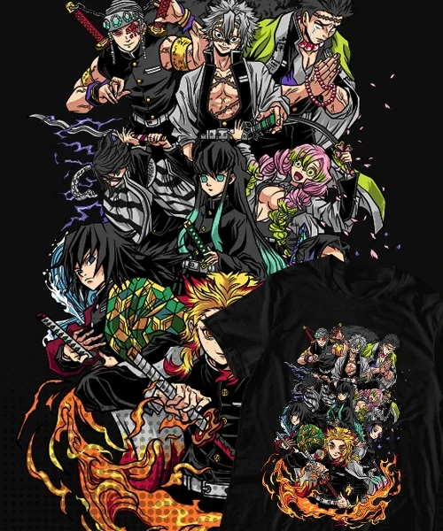 

unisex Demon Slayer personajes en combate Pilares y Ex pilares