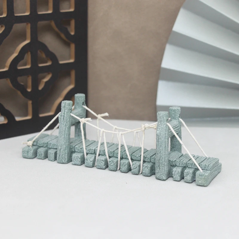 Miniature Sandstone Bridge Figurine for Decorative Landscaping and Fairy Gardens