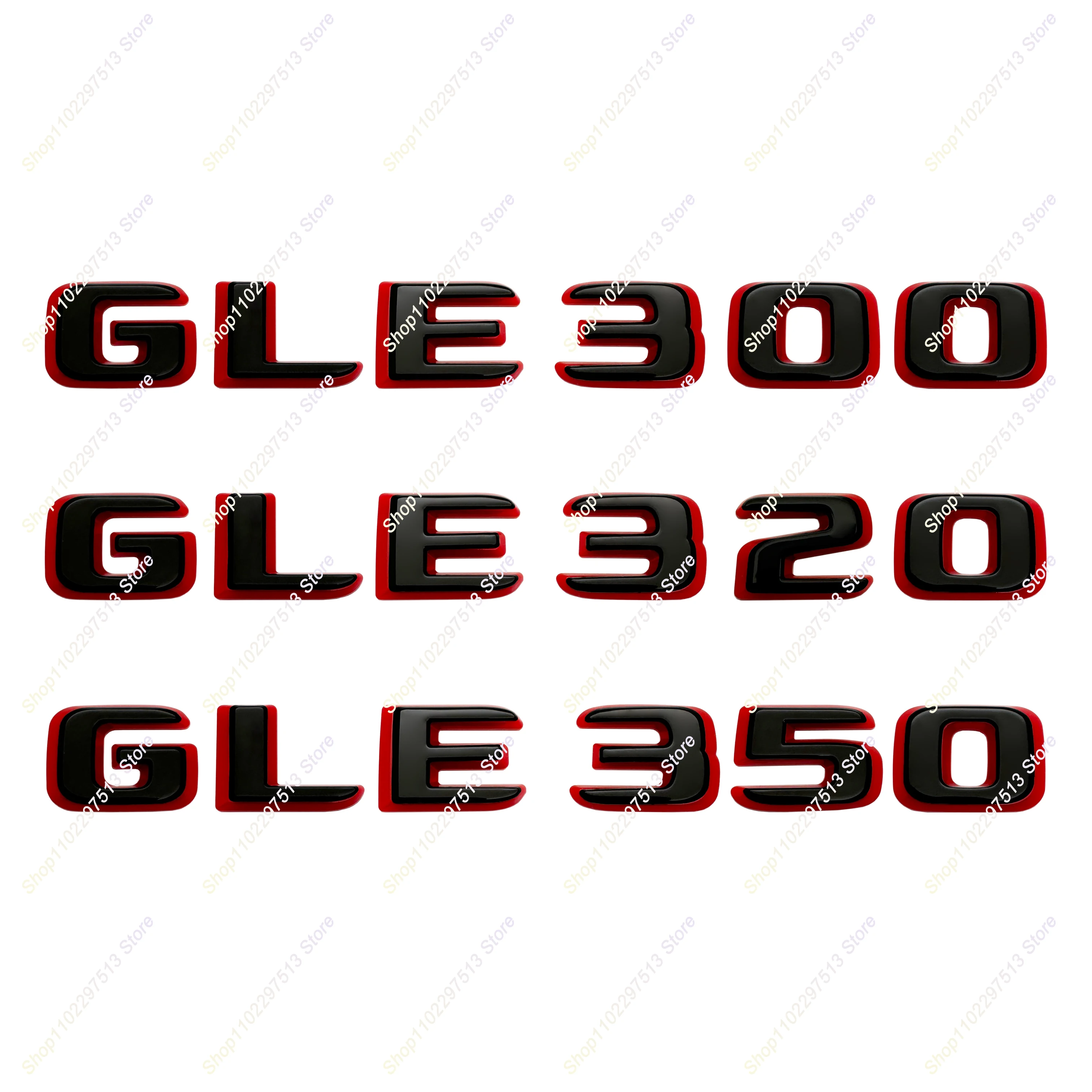광택 블랙 레드 글자 GLE300 GLE320 GLE350 GLE400 GLE450 ABS 엠블럼 W166 W167 시리즈 자동차 트렁크 로고 스티커