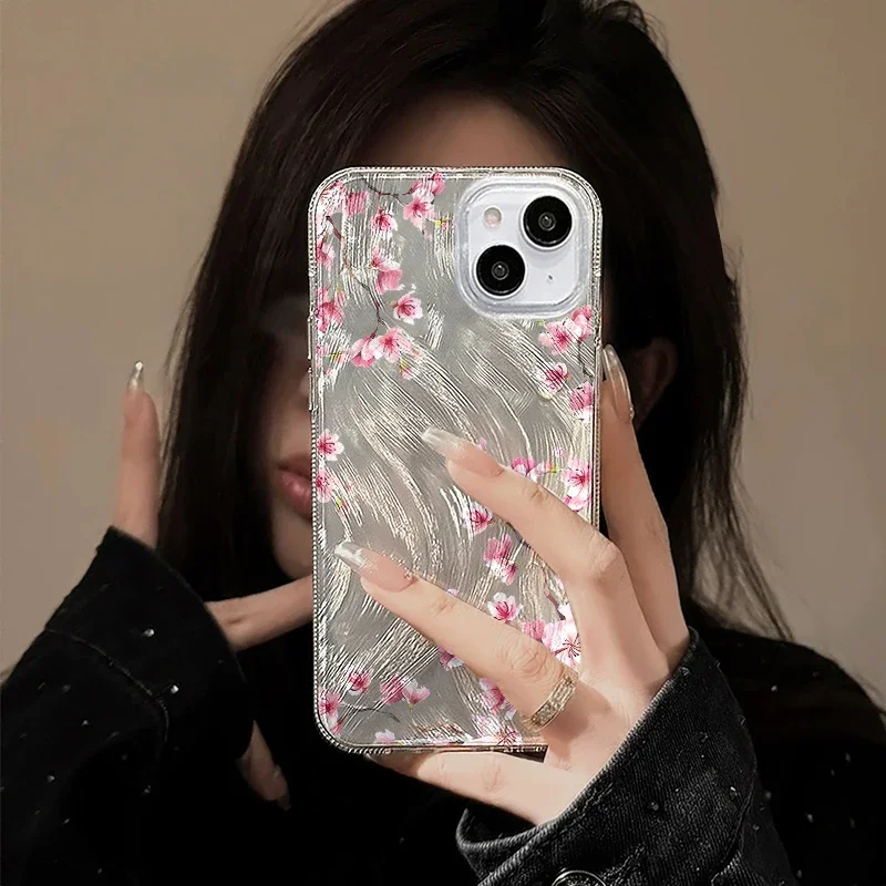 Pastel Cherry Blossom Leaves Flower Laser Cover Case