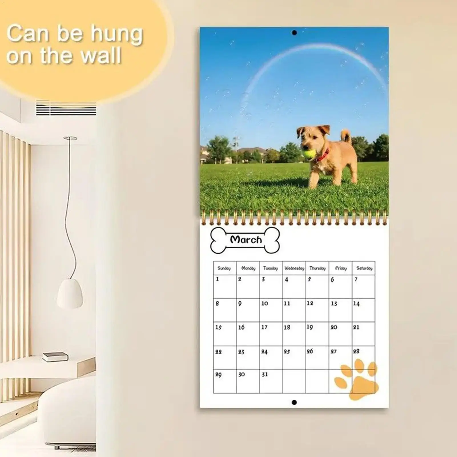 Dog Calendar 2026 Cute Puppies Calendar Large Grid Monthly Organizer for Holiday Preparations Team Meetings Classroom Workplace