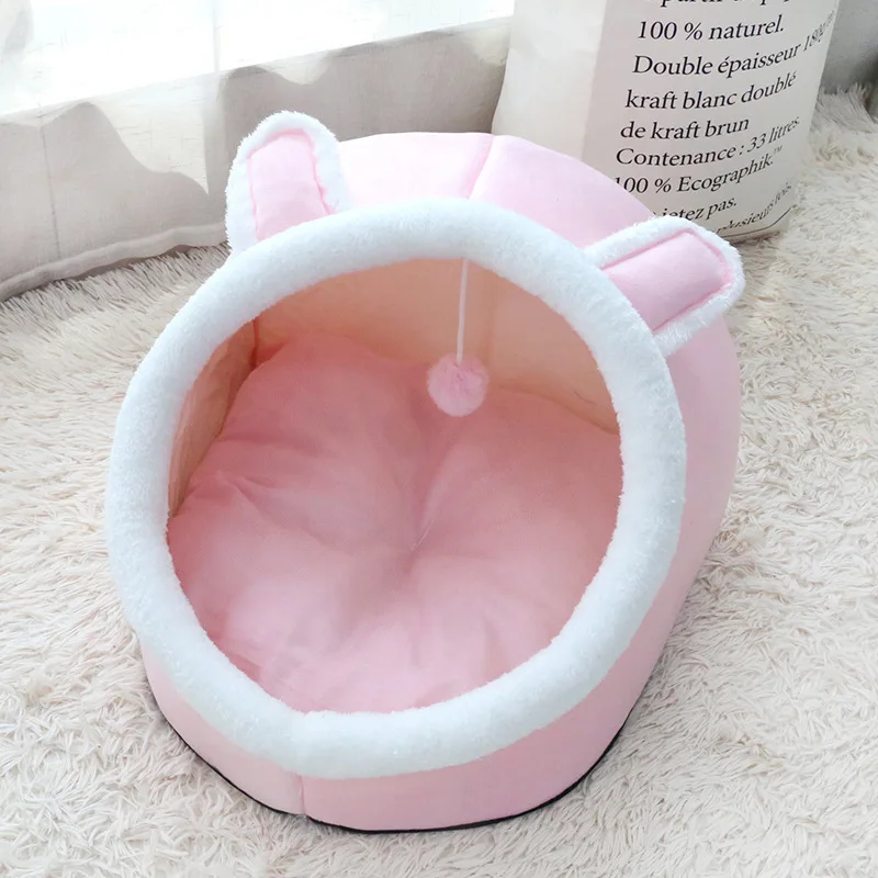 

Sweet Cat Bed Warm Pet Basket Cozy Kitten Lounger Cushion Cat House Tent Very Soft Small Dog Mat Bag For Washable Cave Cats Beds