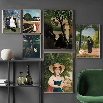 1 quadro su tela senza cornice, dipinto su tela con opere d'arte famose di Rousseau e Munch, poster e stampe, dipinto su tela Il Sogno, per soggiorno e decorazioni per la casa