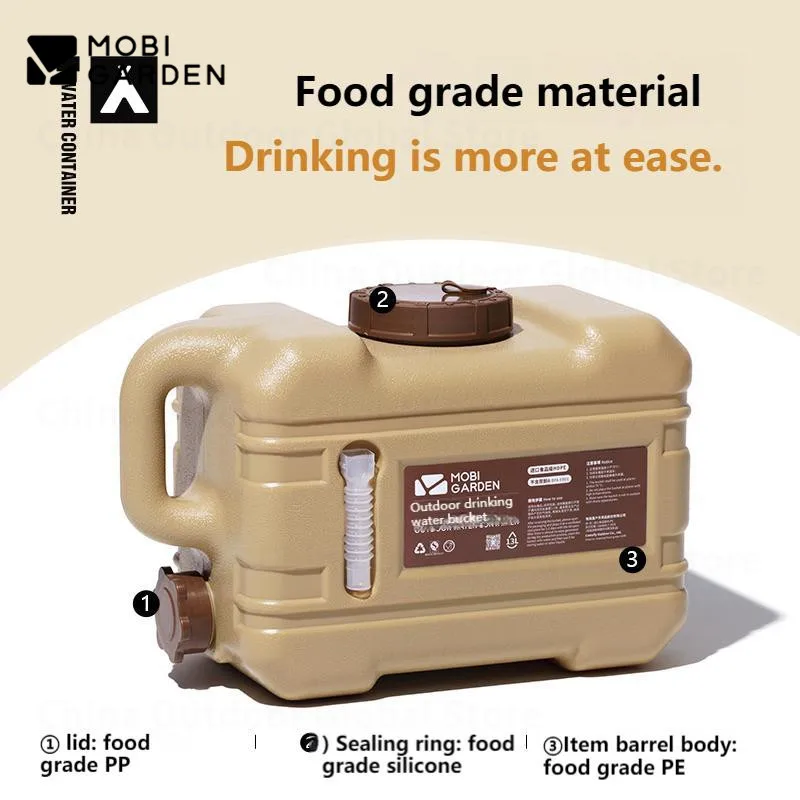 MOBI GARDEN 물탱크 13L/22L 수도꼭지 포함 초경량 휴대용 야외 캠핑 버킷 식품 등급 PE 여행 캠핑 장비