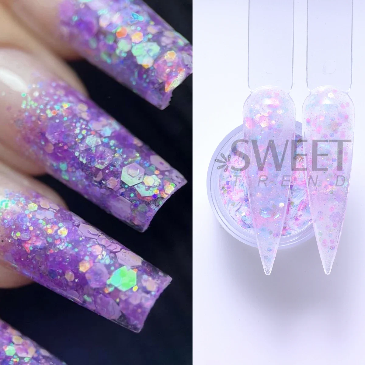 6pcs/set Shimmer Glitter Sequins Acrylic Nail Powder Carving Extension Design 10g DIY French Prolong Tool Manicure Supplies Dust