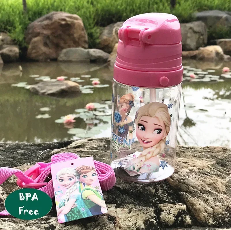 Disney Children's Water Bottle 350ml BPA Free Environmental Protection Leak Proof Cartoon Straw Cup Back with Water Cup Summer