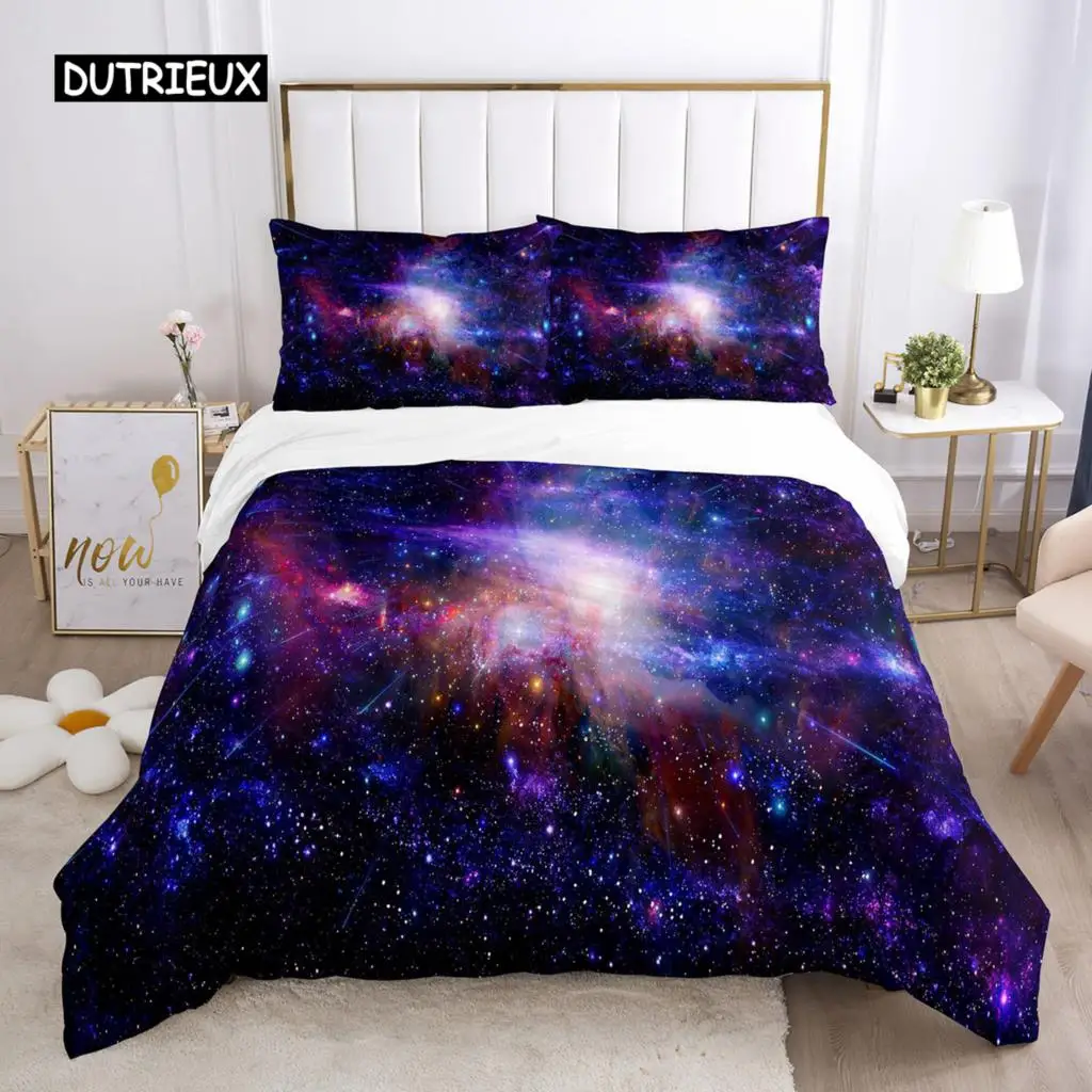 

Galaxy Duvet Cover Set King 3D Print Space Themed Bedding Set Galaxy Series Universe Pattern 2/3pcs Soft Microfiber Quilt Cover