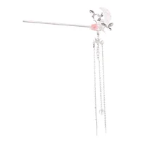 Cute Hairpin Updo Bridal Moon Design Stick Tassel Bun Elegant Women's Accessory 1