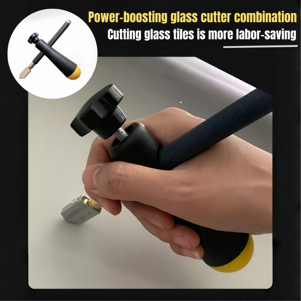 1 세트 175mm 휴대용 전문 유리 커터 미끄럼 방지 핸들 유리 세라믹 타일 커터 블레이드 절단 도구