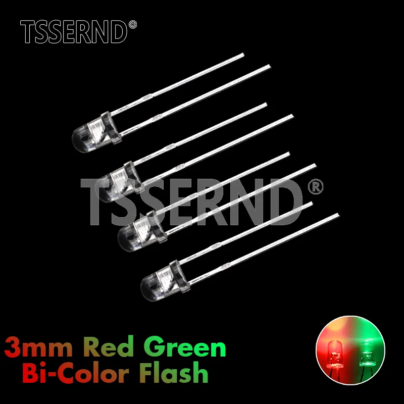 50 Pz F3 3Mm Flash Rosso Verde Bicolore Diodo Emettitore Di Luce Automatico Lampeggiante Led Flash Control Lampeggiante 3Mm Led Diodo Fai Da Te