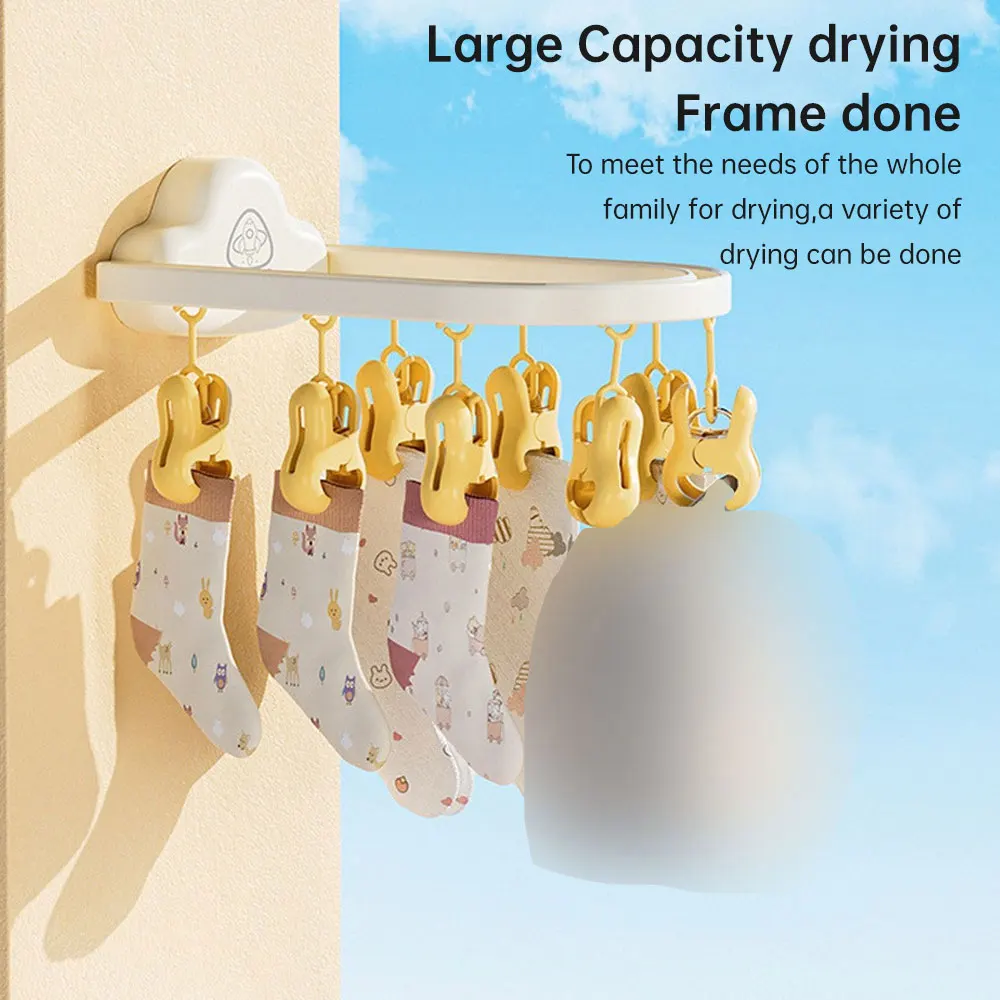 Wall Hanging Socks Holder Balcony Multi-head Baby Baby Socks Slipper Towel Drying Rack Punch-free Cloud Clothes Holder 5