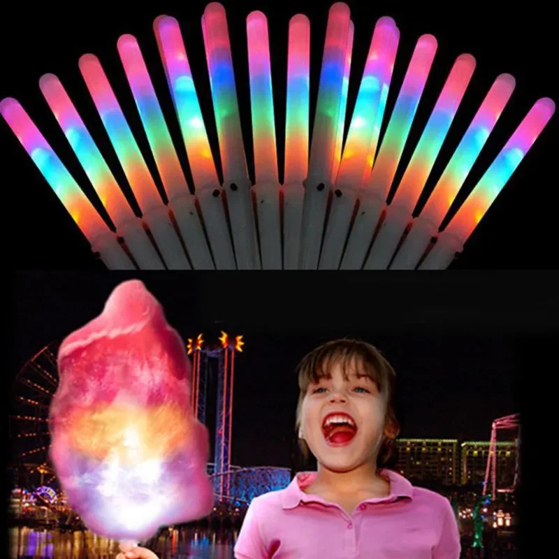 Nuovo Led Cotton Candy Glo Cones Colorato Led Light Stick Flash Glow Cotton Candy Stick Per Concerti Vocali Night Party Decoration