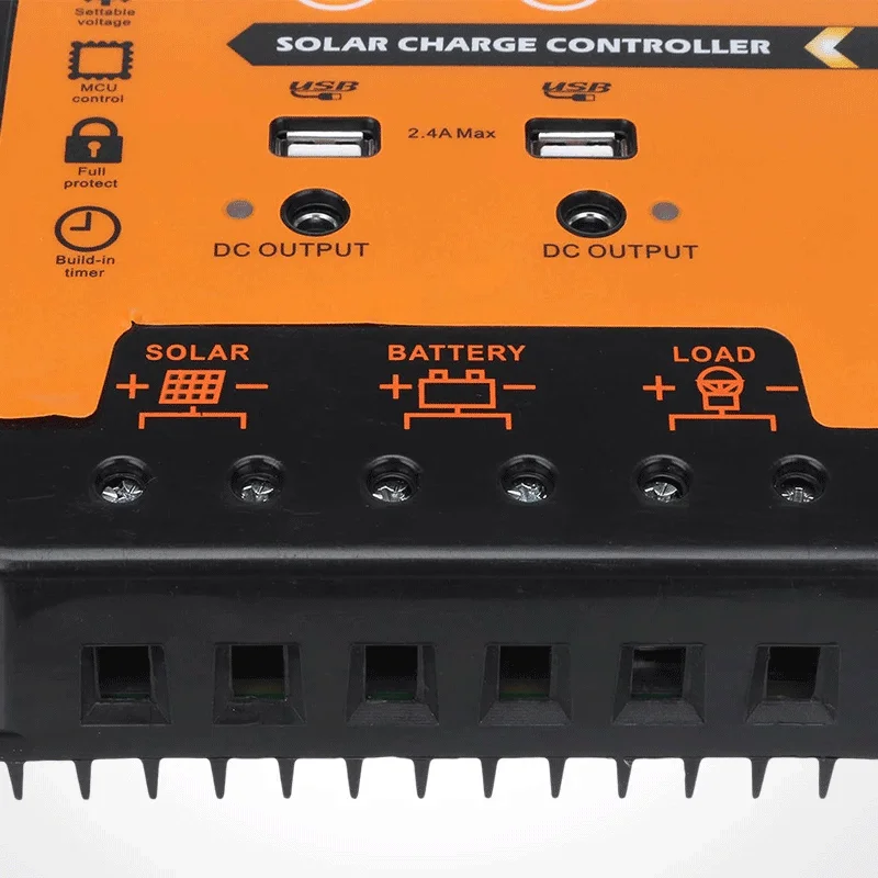 Solar Battery Charge Controller PWM MPPT Adaptive Solar Charge Controller 12V 24V 30A 50A 70A Solar Panel PV Cell Controller Battery Regulator USB DC Port LCD