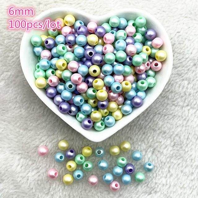 6mm--10mm Color Mixing Round Charms Acrylic Beads Loose Spacer Beads for Jewelry Makeing DIY Handmade Bracelet Accessories