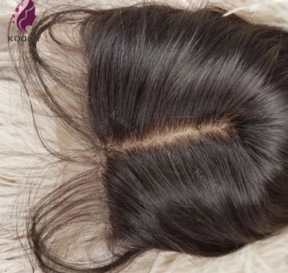Straight Silk Base Closure Remy Brazilian Hair Natural Color 5x5 Silk Base Closure with Bleached Knots Middle Part