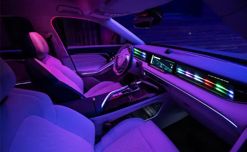 

LED Car Interior Ambient Foot Strip Light Music Control Auto RGB Decorative Lamps Led Light Strips For Car Decorations
