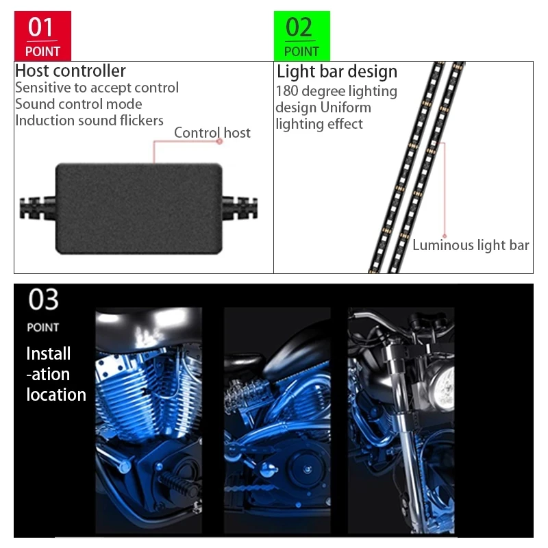 LED Car Motorcycle Decorative Ambient Lamp Backlight 5050 SMD Flexible Waterproof RGB APP Sound Control Moto Atmosphere Light motorcycle led lights motorcycle accessories led atmosphere light car led lights