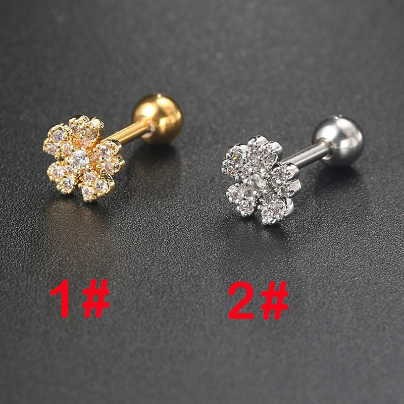 1pcヘリックスピアス軟骨ピアス女性トレンドシルバー色ジルコン