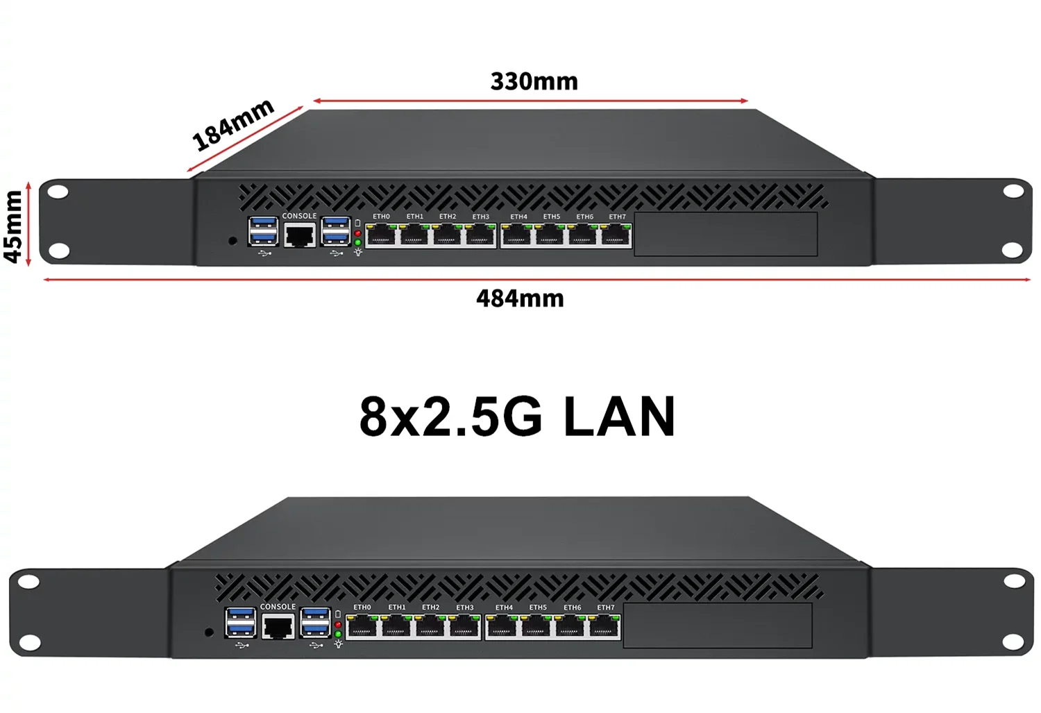 Topton 1U Rackmount Firewall Computer Intel C246 LGA1151 8th/9th Gen Xeon Core 8x2.5G LAN 4x 2x 10G SFP Gateway Network Server