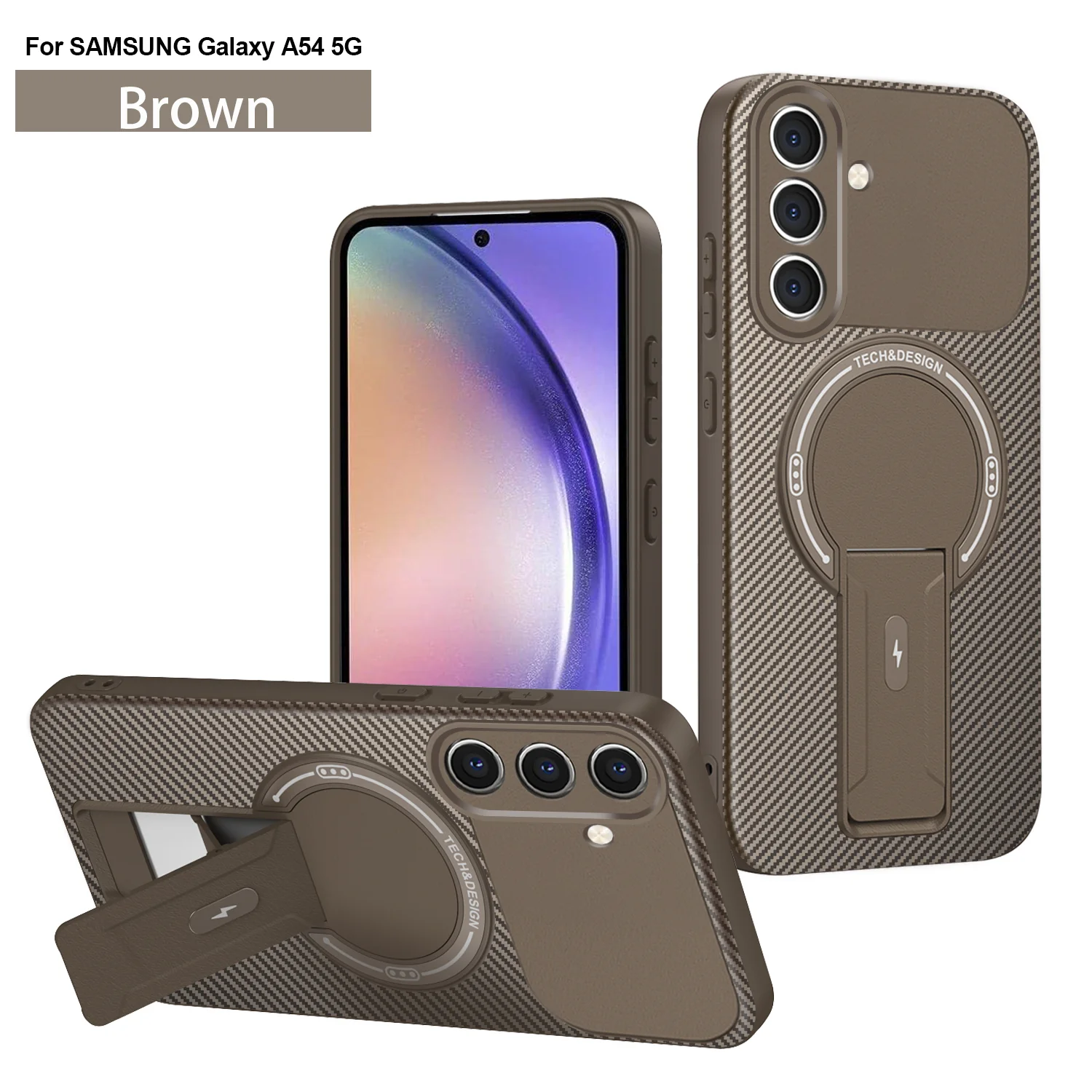 Carbon Fiber Magnetic Texture Hide Stand Phone Case