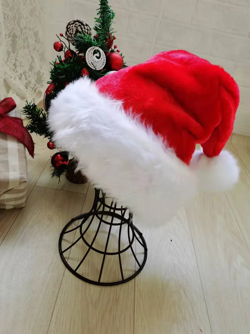 Christmas Beanie Hat Pink/Blue/Black Plush Hat Adult White Fur Hat Party Christmas 75cm Plush Home Party Decor For Kids