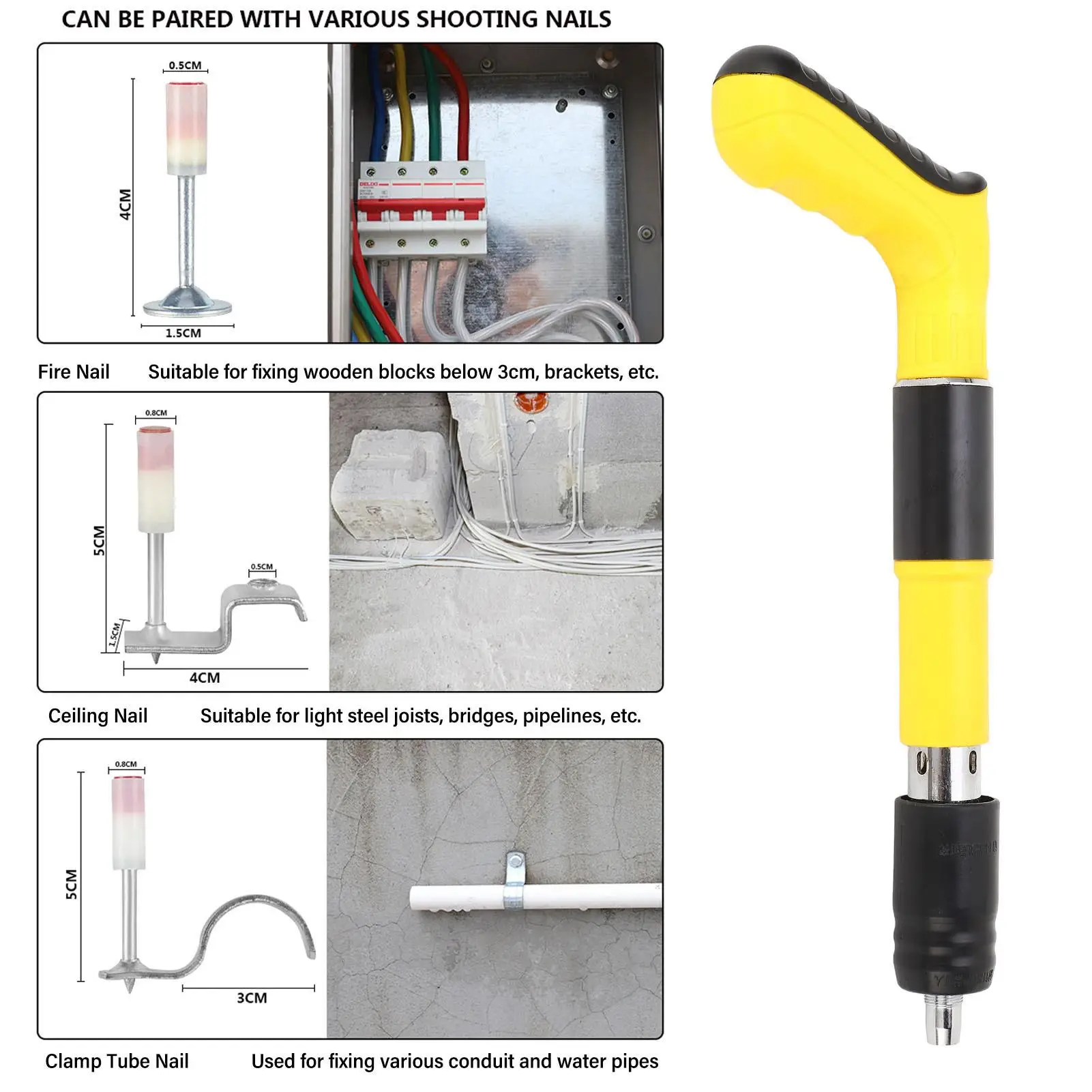 Mini Nail 3-Nail Fastening Tool Anti-Slip Handle For ceiling Suspension Eco-Friendly Lightweight