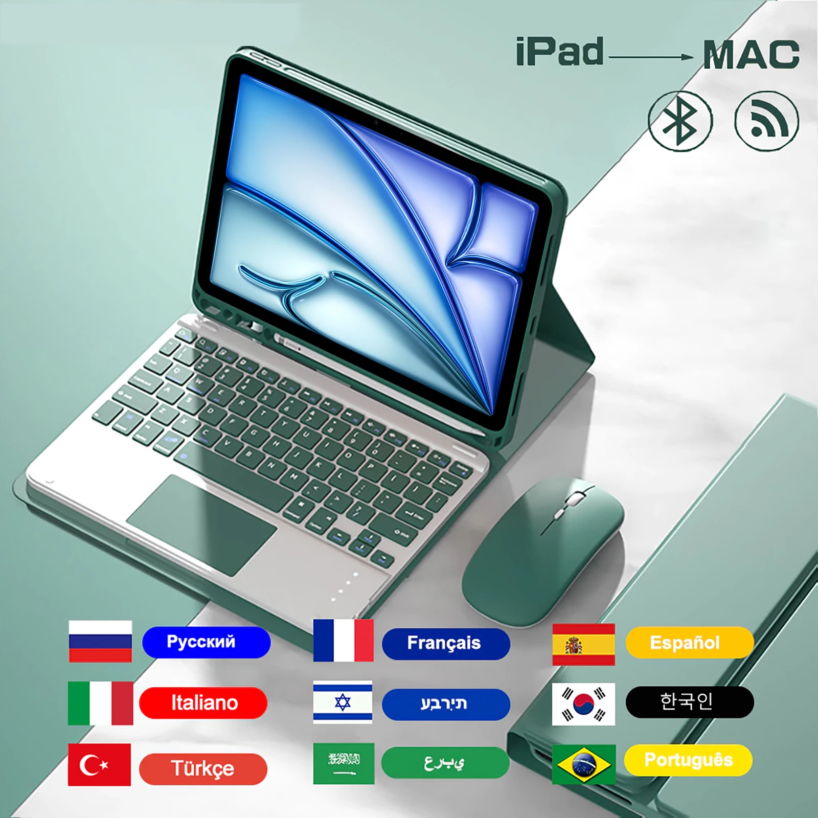 

Для iPad Air (M2) с диагональю 11 дюймов, чехол для клавиатуры для iPad Air 6 поколения 11 дюймов M2 2024 A2902 A2903 A2904