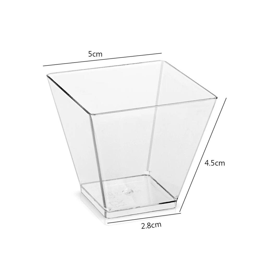 60ml Square Dessert Cup Kitchen Decor Square Mini Dessert Cups with Spoon Set Reusable Accessories for Tasting Pudding Yogurt