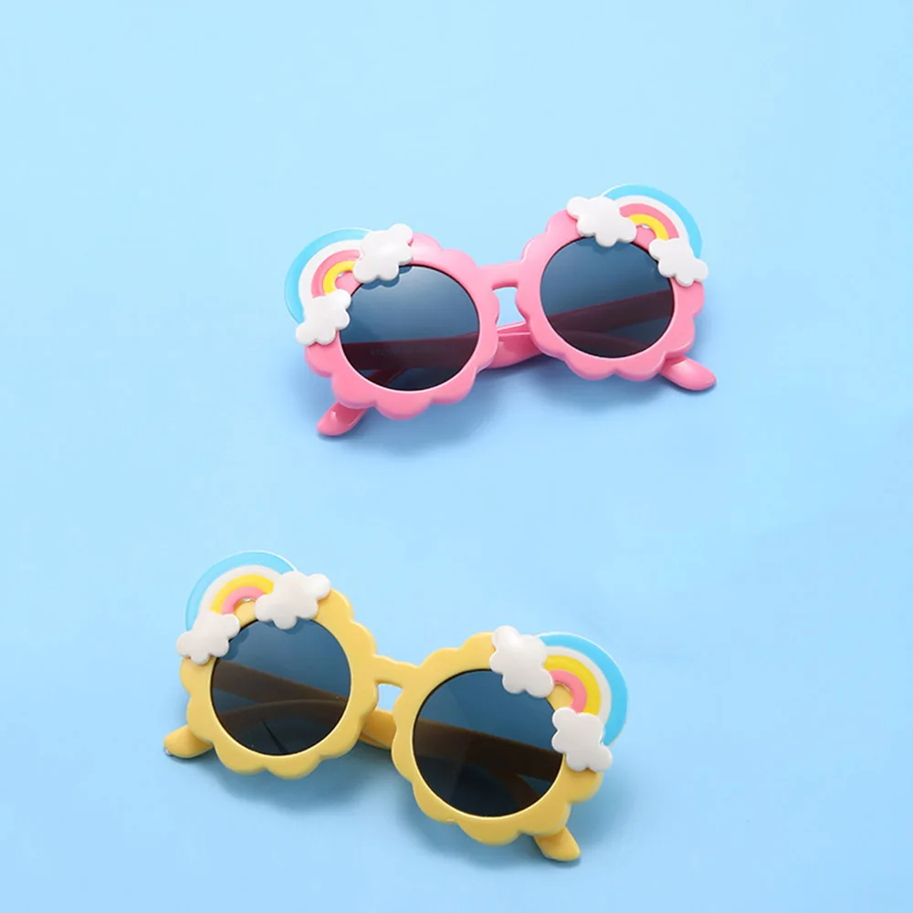 Rainbow Sung Uv Resistant Sunglass For Children Silicone Soft Sun G For Girl Boy Safety Eyewear Cute Round_voghion.com