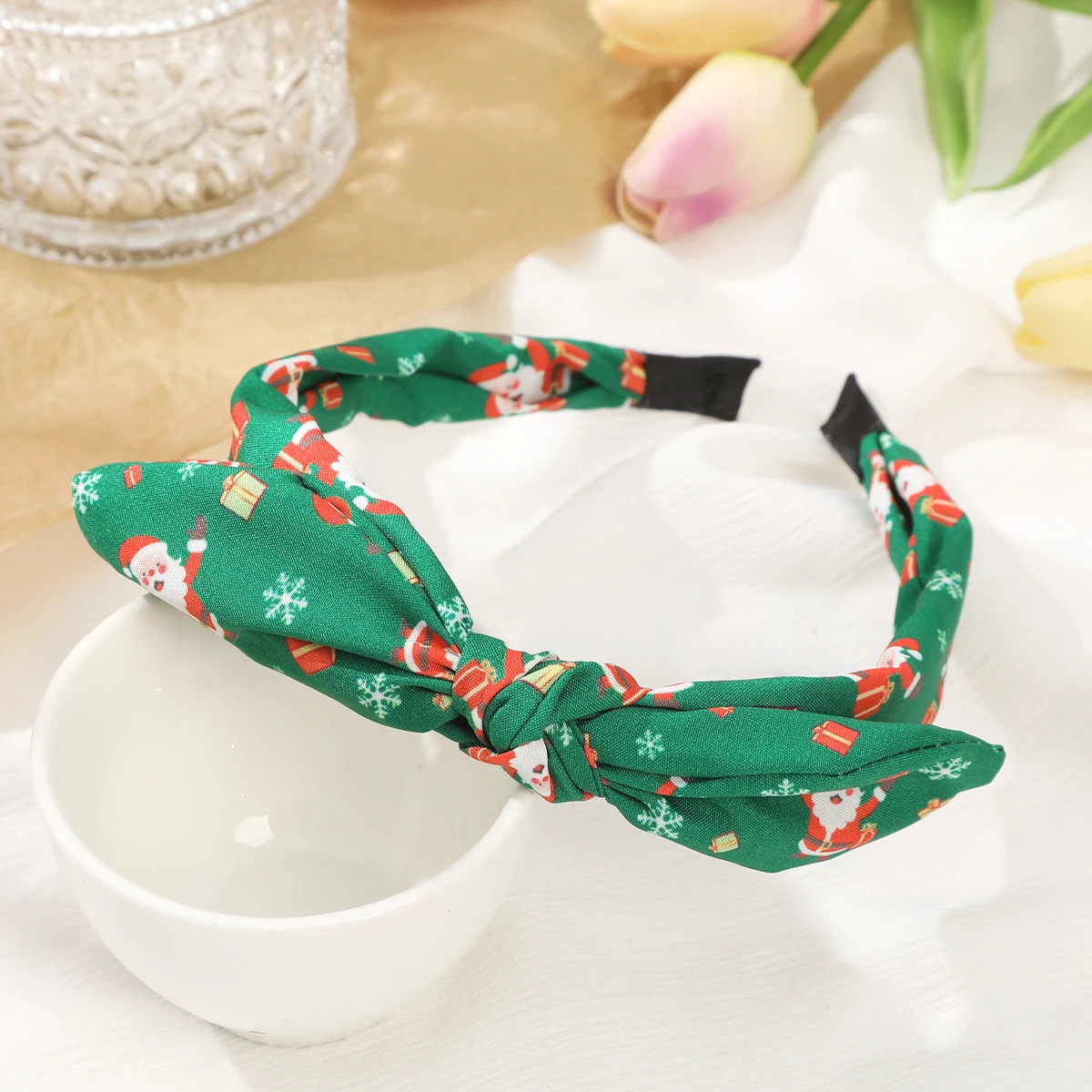 Christmas Bow Headband Green Festival Hair Hoops Hairbands For Women Cute Headabnds Head Hoop Fashion Hair Accessories Gift