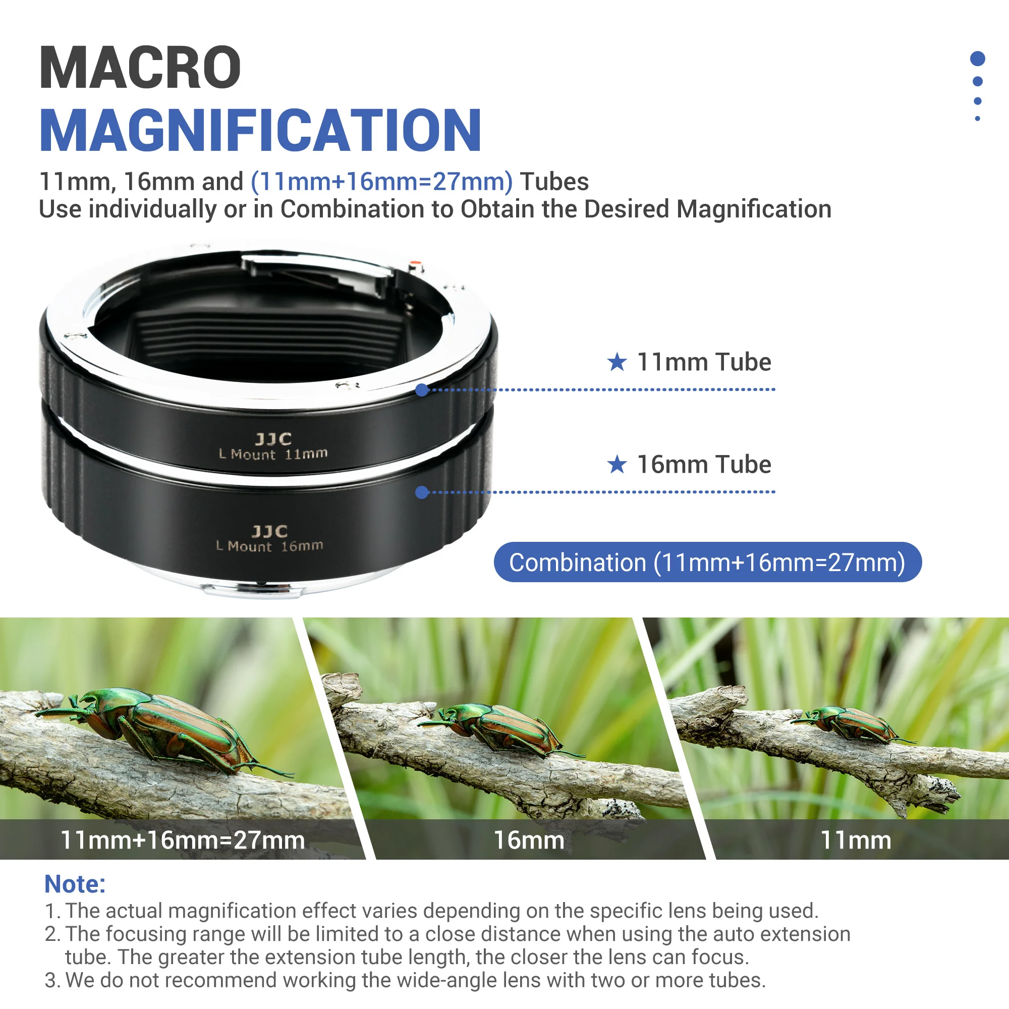 Jjc-auto Focus Tubo de Extensão Automática Anel Adaptador de Lente Eletrônico para Câmera Panasonic Leica Sigma l Mount 11 mm 16 mm - Image 5