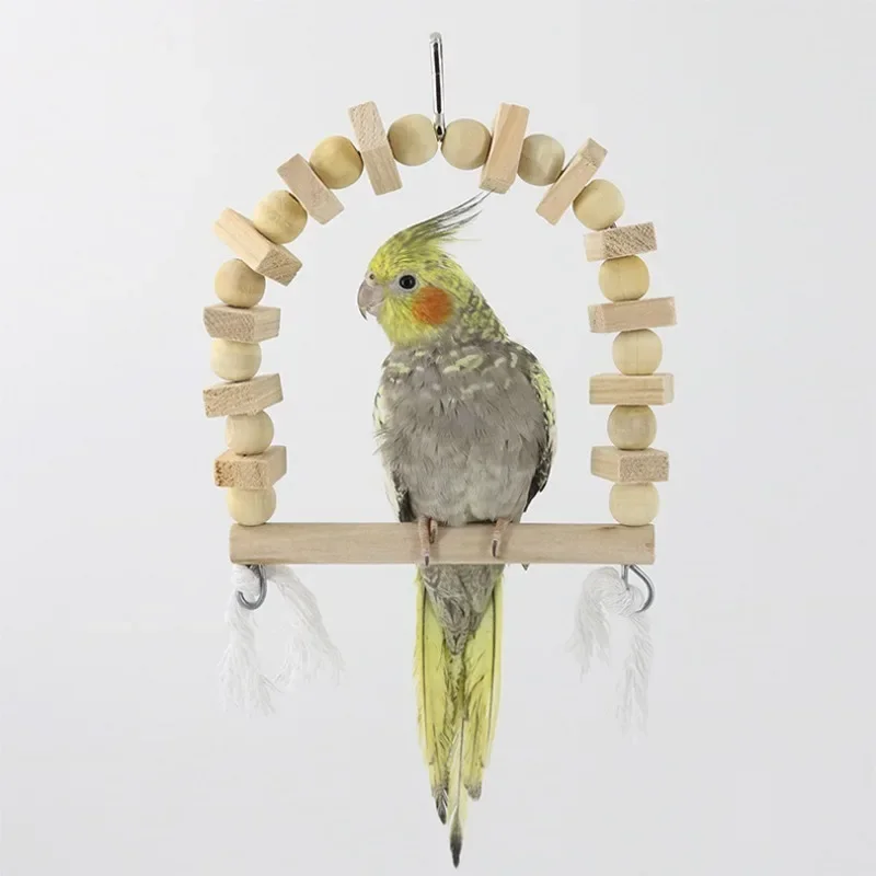 Parrot Toy Bird Toy Bird Swing Toy Bird Swing Wooden Parrot Swing Toy Bird Cage Stand Hanging Chewing Toys Training Toy For Parakeet Budgie Parrot