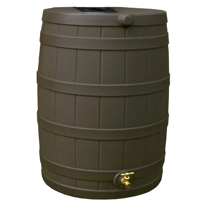 

Good Ideas Rain Wizard 40 Gallon Plastic Rainwater Collection Drum, Oak