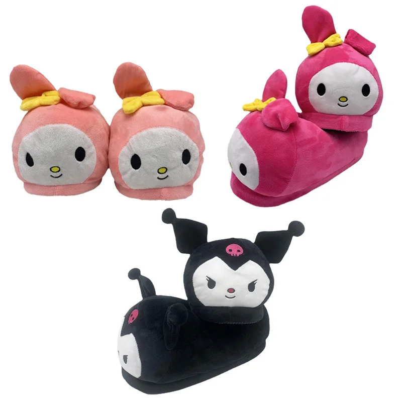 

Kawaii Sanrio Anime Cotton Slippers Autumn Winter Kuromi My Melody Cartoon Indoor Warm Antiskid Cotton Shoes Girl Christmas Gift