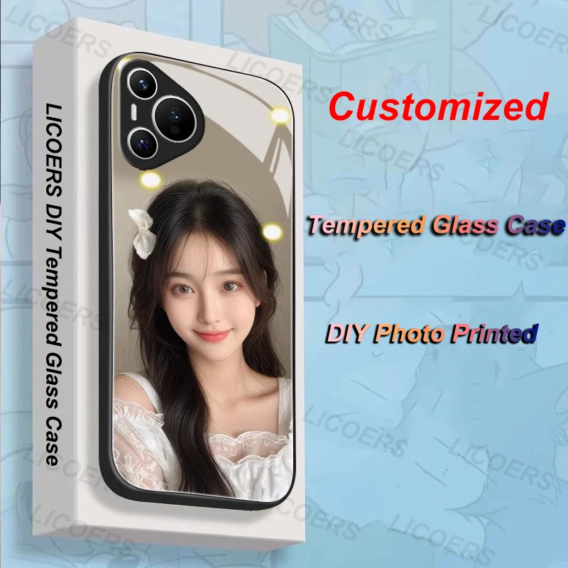 Personalized Tempered Glass Phone Case with DIY Photo Print and Shockproof Bumper