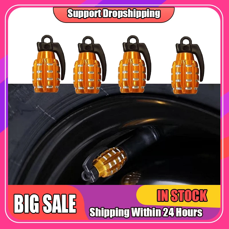 4Pcs Car Tire Valve Cap Grenade Aluminum Alloy Tyre Valve Stem Cover