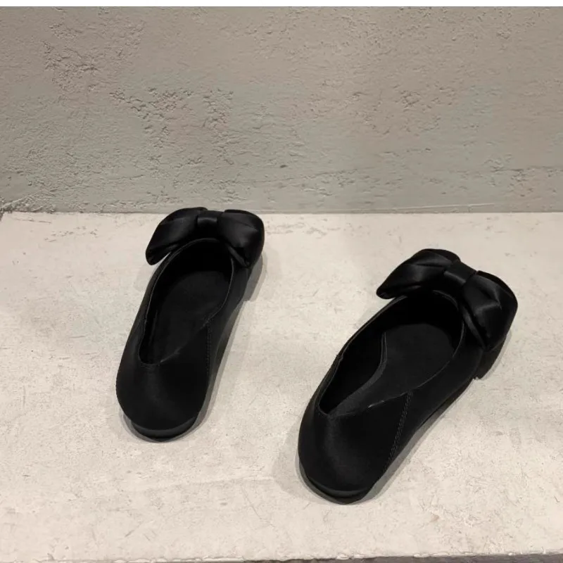Flat Shoes for Women Spring Autumn 2025 New Casual Pointed Bow Green Black Plus Size 42 43 44 Women's Shoes Ladies Loafers 6