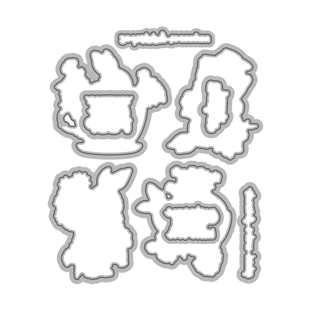 망고크래프트 귀여운 부활절 토끼 컵 절단 투명 스탬프, 용수철 날 DIY 스크랩북 금속 다이, 카드용 실리콘 스탬프