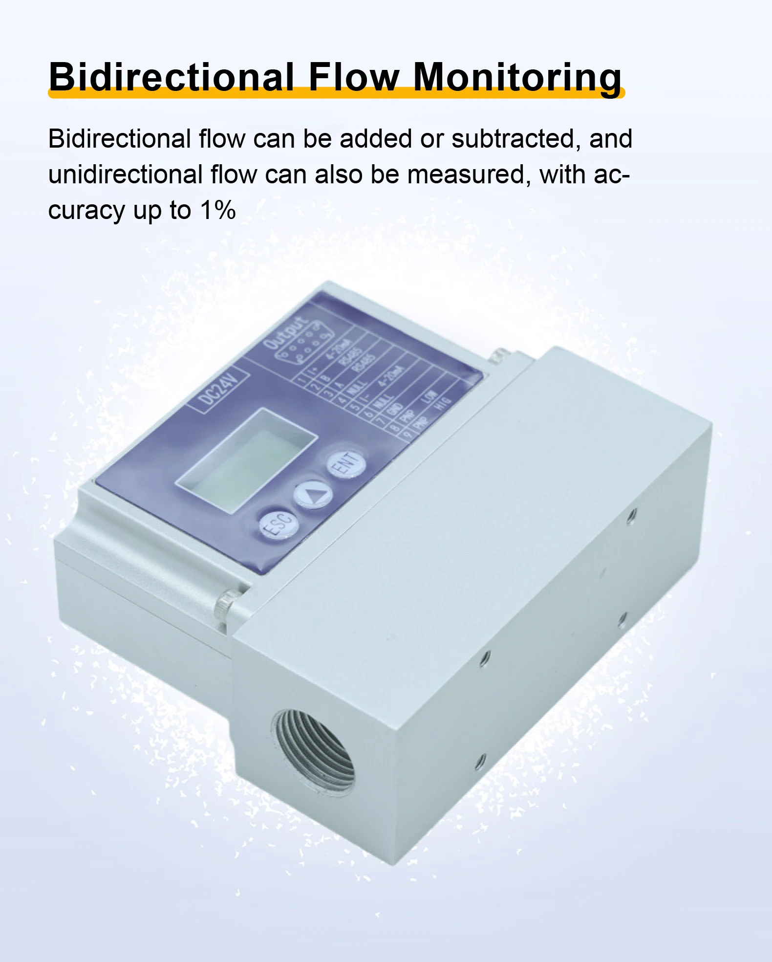 MEMS Thermal Gas Flow Meter LCD Display for Compressed Air Nitrogen Oxygen Monit
