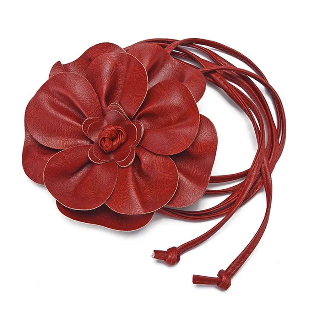 Elegant Floral PU Leather Waist Belt: Luxurious Decorative Woven Strap