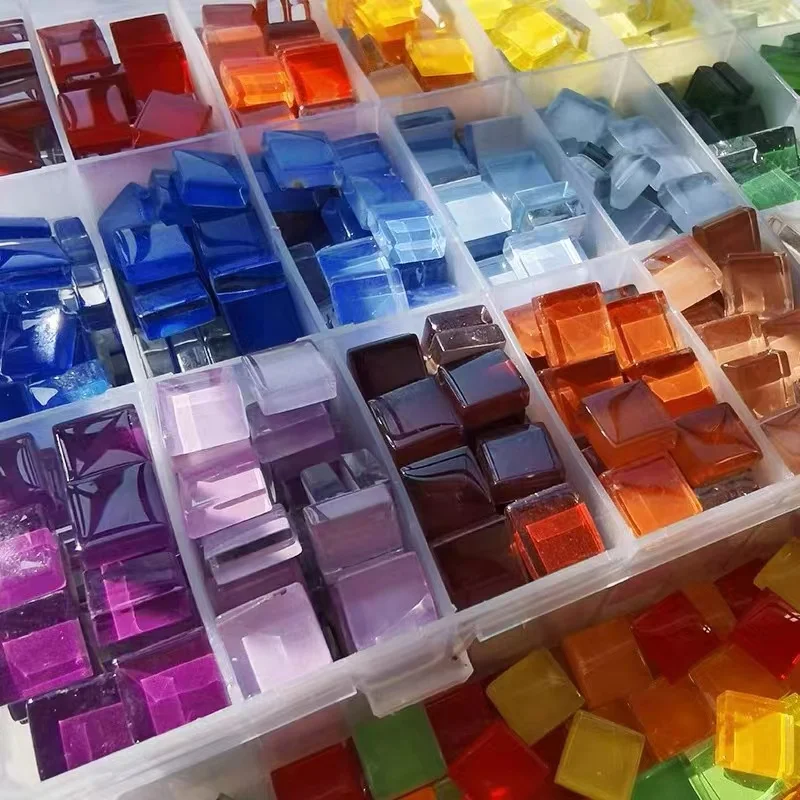 50pcs 1cm Creative Art Mixed Color Mosaic Pieces Crystal Multi Blend Color Option DIY Handmade Coaster Material Vase Course crystal mosaics supplies