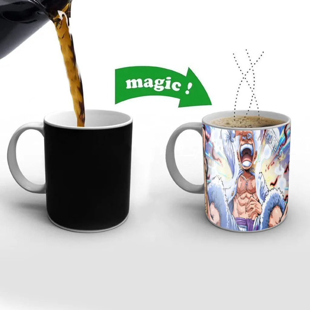 

ONE-PIECE-Luffy-Free shipping Mug Changing Color Ceramic Coffee Mugs Magic Tea Cup Best Gift