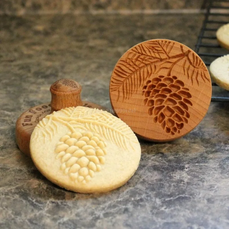 Cookie cutters and embosbossers flower 3D cookie mold cutter wooden pastry bakery accessories